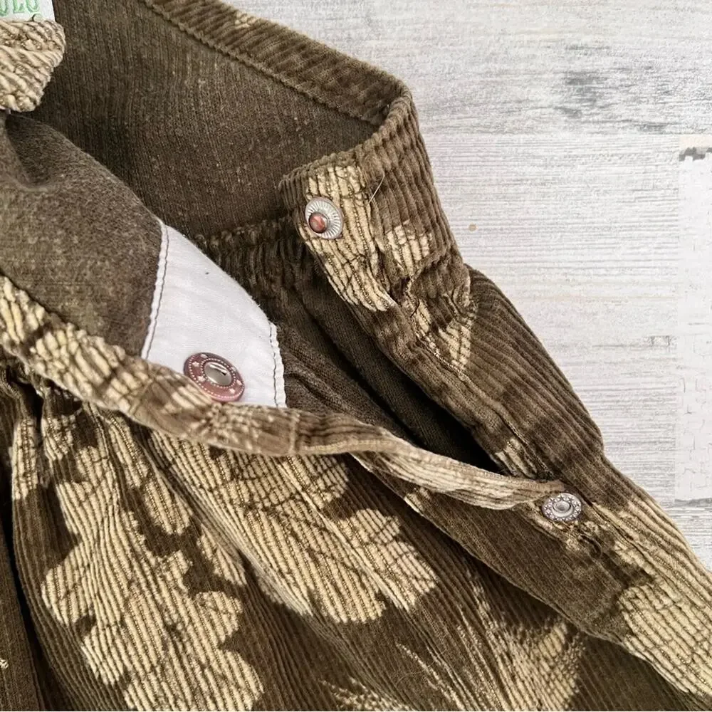 Baby Lulu Girls Jumper Dress 18M Olive Brown Corduroy Fall Leaf Pinecone